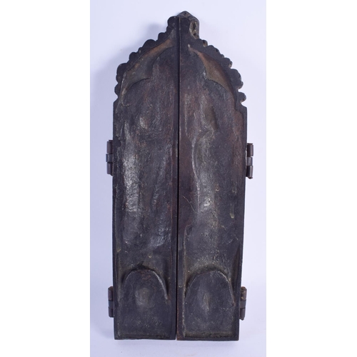 2469 - A 19TH CENTURY EUROPEAN BRONZE TRIPTYCH. 32 cm x 24 cm extended.