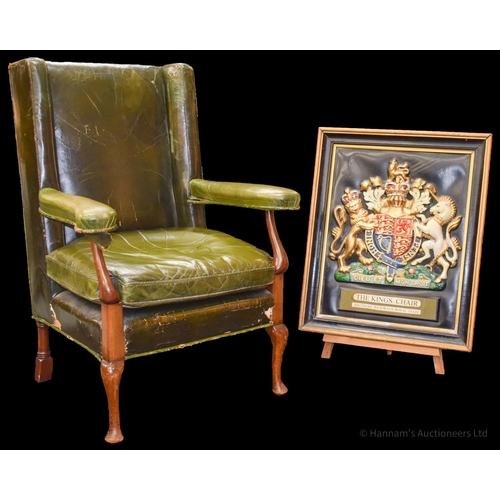 2474 - A HISTORICALLY IMPORTANT SOUTHERN RAILWAYS ROYAL TRAIN KINGS CHAIR the mahogany and leather armchair... 