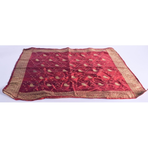 2476 - A VINTAGE MIDDLE EASTERN GOLD THREAD EMBROIDERY. 45 cm square.