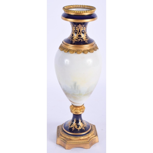 2480 - A 19TH CENTURY FRENCH SEVRES PORCELAIN VASE painted with lovers. 26 cm high.