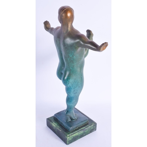 2501 - A LARGE CONTEMPORARY BRONZE FIGURE OF A DANCER. 35 cm high.