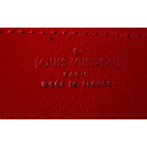 2502 - A LOUIS VUITTON RED BAG. 34 cm x 30 cm.