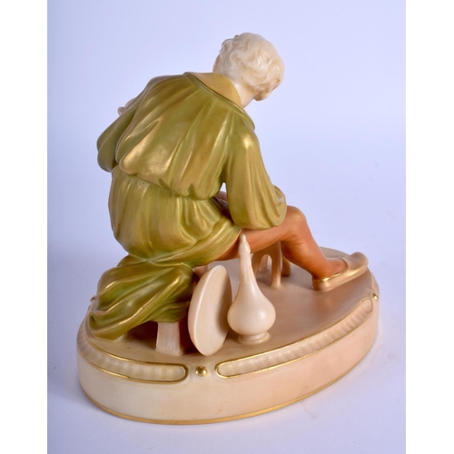 257 - Royal Worcester blush ivory  figure of a Royal Worcester Artist, shape 2069 date code 1909. 15cm hig... 