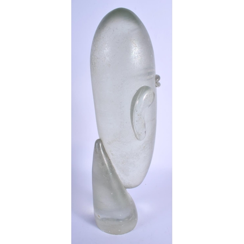 33 - A VINTAGE ITALIAN CLEAR GLASS FIGURE OF A STYLISED BUST possibly Murano. 37 cm high.