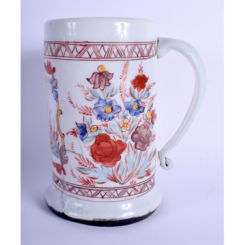 10 - A VERY RARE 18TH CENTURY ENGLISH ENAMELLED MILK GLASS TANKARD possibly made for the Dutch market. 18... 