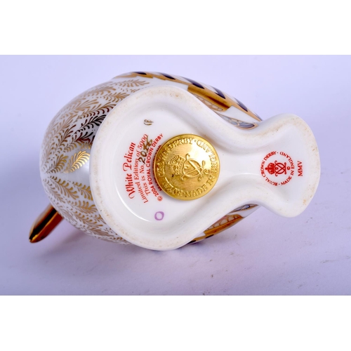 370 - Royal Crown Derby paperweight of a White Pelican, limited edition no. 2016. 13cm high