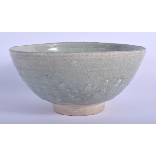 1019 - A CHINESE YUAN/MING DYNASTY STONEWARE BOWL Sung style, incised with foliage and motifs. 19 cm x 10 c... 