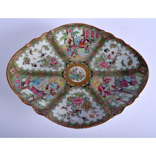 1036 - A LARGE 19TH CENTURY CHINESE CANTON FAMILLE ROSE LOBED DISH painted with figures and landscapes. 38 ... 