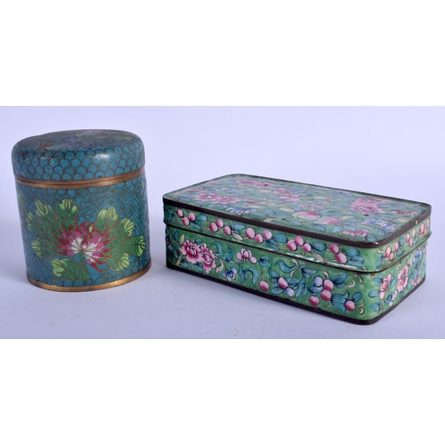 1061 - A 19TH CENTURY CHINESE CANTON ENAMEL BOX AND COVER Late Qing, together with a cloisonne box. Largest... 