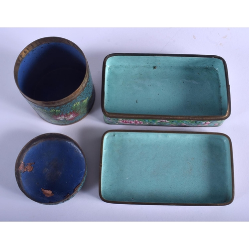 1061 - A 19TH CENTURY CHINESE CANTON ENAMEL BOX AND COVER Late Qing, together with a cloisonne box. Largest... 