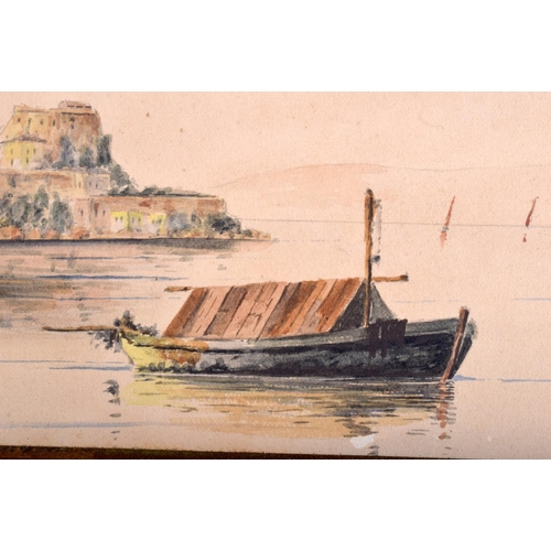 438 - European School (19th Century) Watercolour, River scene. Image 44 cm x 14 cm.