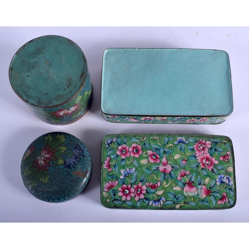 1061 - A 19TH CENTURY CHINESE CANTON ENAMEL BOX AND COVER Late Qing, together with a cloisonne box. Largest... 