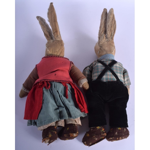 456 - A PAIR OF VINTAGE ENGLISH BUNNY RABBITS. 36 cm long.