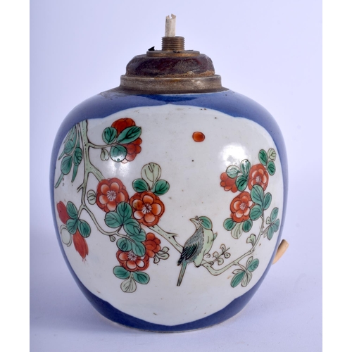 1082 - A 19TH CENTURY CHINESE FAMILLE VERTE GINGER JAR Qing, painted with birds and flowers. 13 cm x 8 cm.