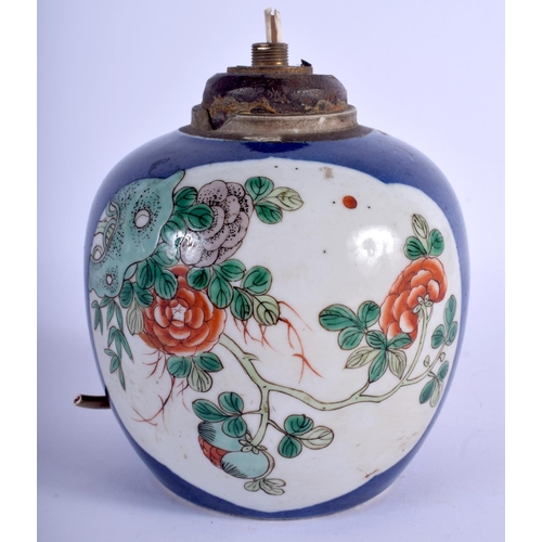 1082 - A 19TH CENTURY CHINESE FAMILLE VERTE GINGER JAR Qing, painted with birds and flowers. 13 cm x 8 cm.