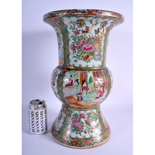 1086 - A LARGE 19TH CENTURY CHINESE FAMILLE ROSE PORCELAIN YEN YEN VASE Qing, painted with figures and land... 