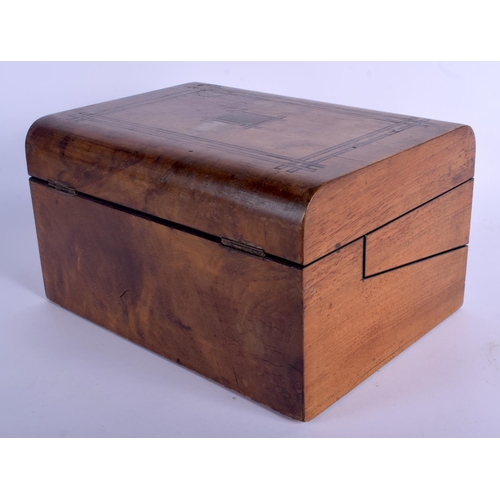 461 - A VICTORIAN BURR WALNUT BRASS INLAID BOX. 28 cm x 18 cm.