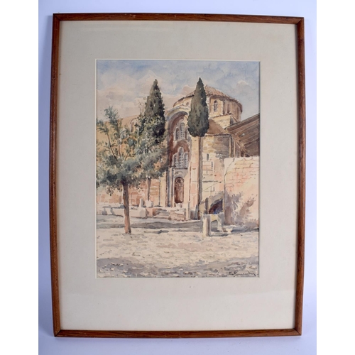 468 - Continental School (C1900) Watercolours, Grand tour scenes. Image 31 cm x 21 cm. (3)