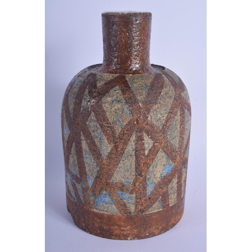 110 - A RETRO CONTINENTAL TIN GLAZED POTTERY VASE painted with a female with breast exposed. 23 cm x 12 cm... 