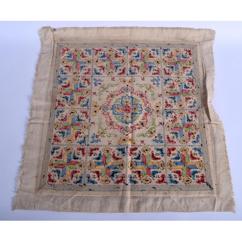 476 - A 19TH CENTURY GREEK RUSSIAN ORTHODOX SQUARE EMBROIDERY. 54 cm square.