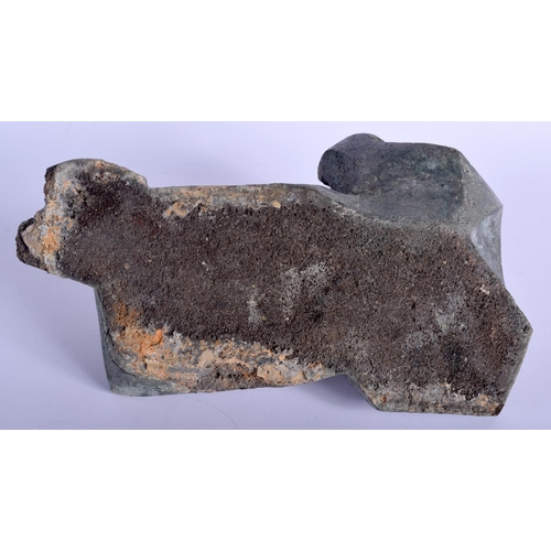 482 - A LOVELY MID 20TH CENTURY BRONZED STONE ABSTRACT FIGURE in the manner of Henry Moore. 25 cm x 16 cm.