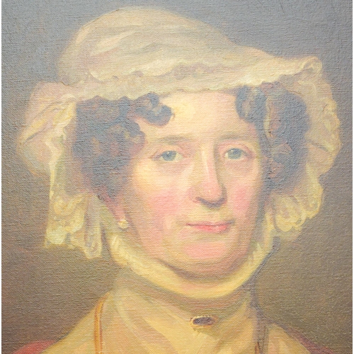 512 - SCOTTISH SCHOOL (19TH CENTURY) PORTRAIT OF A LADY WITH A LACE BONNET Oil on canvas. 76 cm x 64 cm.