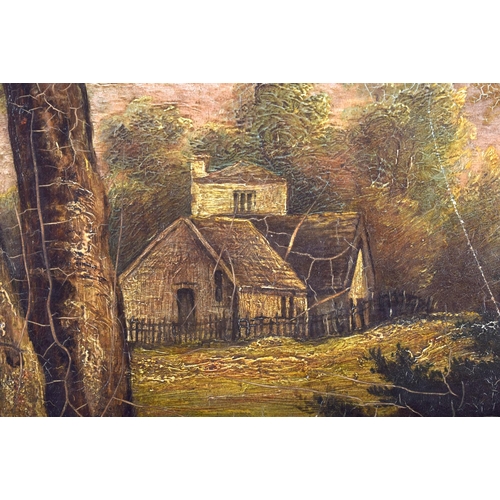 529 - English School (19th Century) Oil on board, Rural scene. Image 42 cm x 50 cm.