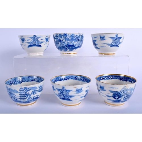 53 - AN EARLY 19TH CENTURY ENGLISH PEARLWARE TEASET painted with landscapes. Largest 24 cm wide. (14)