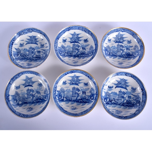 53 - AN EARLY 19TH CENTURY ENGLISH PEARLWARE TEASET painted with landscapes. Largest 24 cm wide. (14)