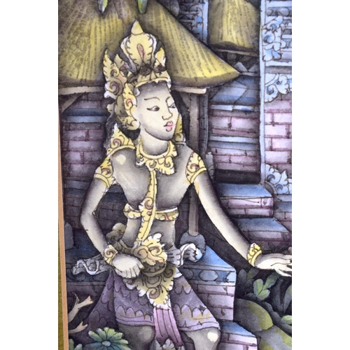 1173 - A PAIR OF EARLY 20TH CENTURY THAI WATERCOLOUR PAINTINGS depicting Buddhistic deity. Image 16 cm x 10... 