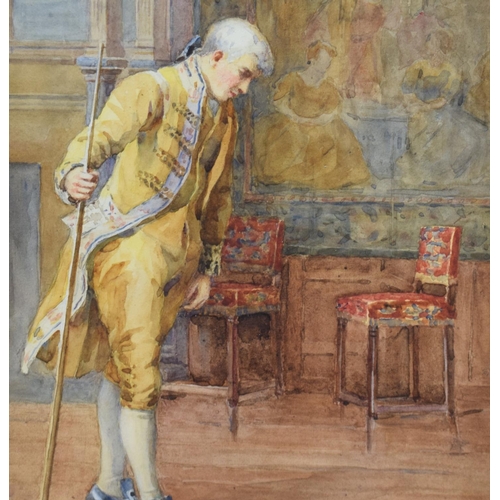 545 - Scottish School (19th Century) Watercolour, Gentleman within an interior. Image 34 cm x 24 cm.