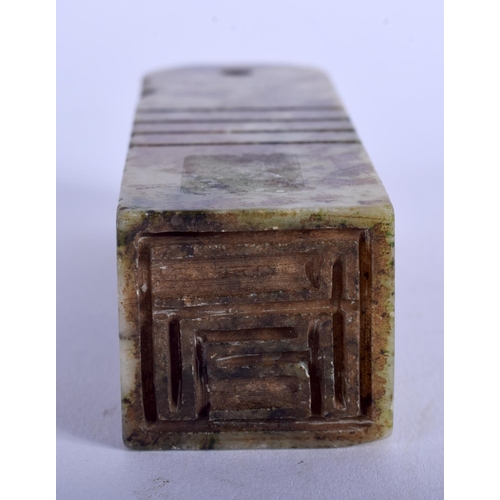 1187 - AN EARLY 20TH CENTURY CHINESE CARVED JADEITE SEAL Late Qing/Republic. 9 cm x 2.75 cm.