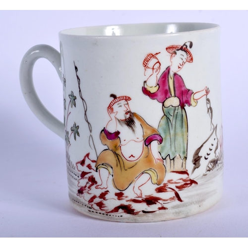 120 - A GOOD 18TH CENTURY ENGLISH PORCELAIN COFFEE CAN probably Liverpool or Derby, with unglazed bae, pai... 