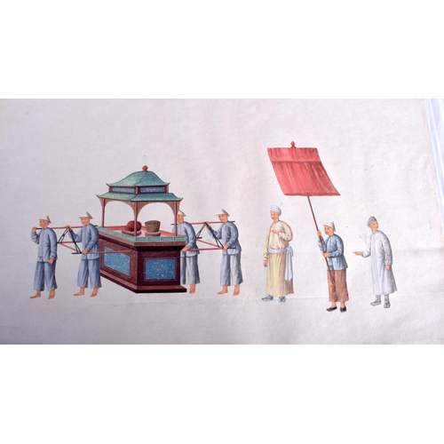 1201 - A GOOD SET OF TWELVE LARGE 19TH CENTURY PAINTED WATERCOLOURS Qing, depicting various processional sc... 