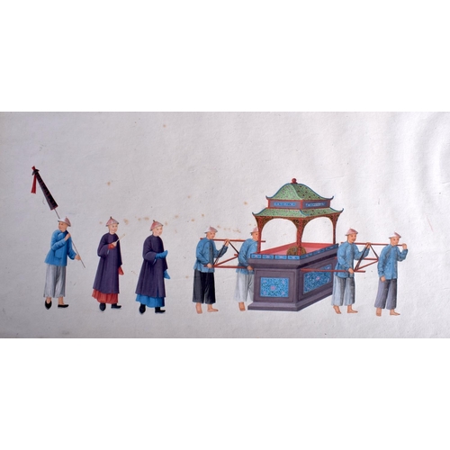 1201 - A GOOD SET OF TWELVE LARGE 19TH CENTURY PAINTED WATERCOLOURS Qing, depicting various processional sc... 