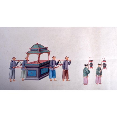 1201 - A GOOD SET OF TWELVE LARGE 19TH CENTURY PAINTED WATERCOLOURS Qing, depicting various processional sc... 