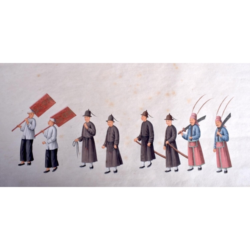 1201 - A GOOD SET OF TWELVE LARGE 19TH CENTURY PAINTED WATERCOLOURS Qing, depicting various processional sc... 