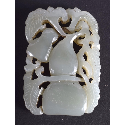 1247 - AN EARLY 20TH CENTURY CHINESE CARVED GREEN JADE PLAQUE 4.25 cm x 5.5 cm.