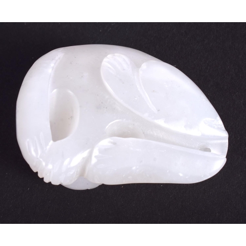 1250 - AN EARLY 20TH CENTURY CHINESE CARVED WHITE JADE FIGURE OF A CAT Late Qing/Republic. 3 cm x 2.75 cm.