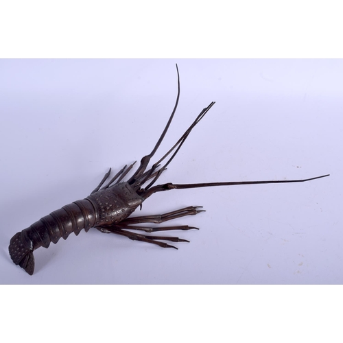 1311 - A 19TH CENTURY JAPANESE MEIJI PERIOD ARTICULATED BRONZE LOBSTER Myochin School. 21 cm long.