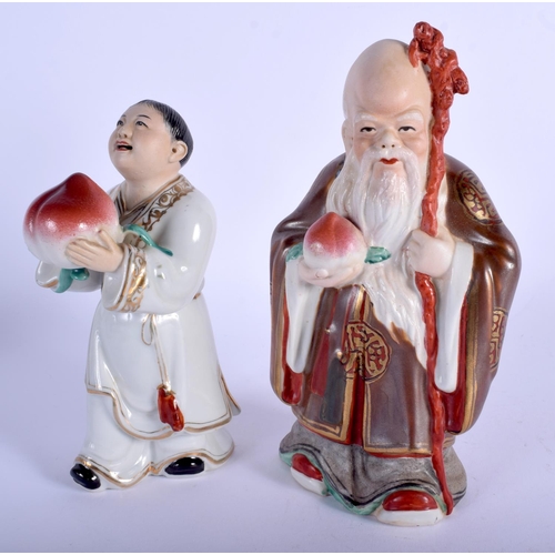 1324 - TWO CHINESE FAMILLE ROSE PORCELAIN FIGURES 20th Century. Largest 20 cm high. (2)