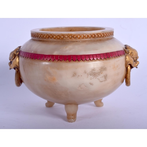 1328 - A VERY RARE 18TH CENTURY CHINESE CARVED MARBLE CENSER Qianlong. 8.5 cm wide.