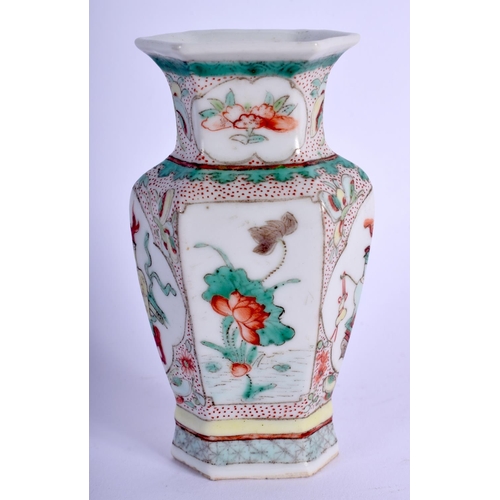 1331 - A 19TH CENTURY CHINESE FAMILLE VERTE MINIATURE VASE Kangxi style. 10 cm high.