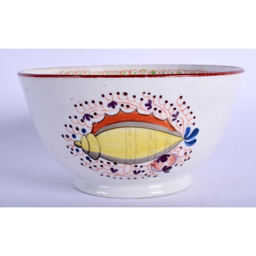 89 - A LATE 18TH CENTURY ENGLISH PORCELAIN SLOP BOWL painted with shells. 12 cm diameter.