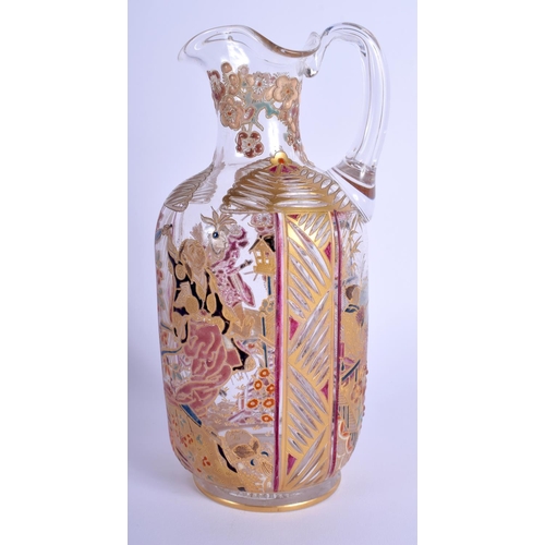 9 - A VERY RARE 19TH CENTURY FRENCH AESTHETIC MOVEMENT GLASS JUG Attributed to Auguste Jean, painted wit... 