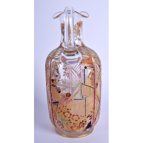 9 - A VERY RARE 19TH CENTURY FRENCH AESTHETIC MOVEMENT GLASS JUG Attributed to Auguste Jean, painted wit... 