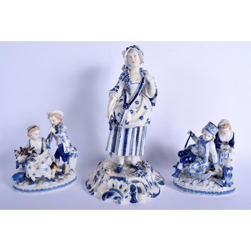 98 - A PAIR OF 19TH CENTURY GERMAN AUGUSTUS REX PORCELAIN FIGURES together with a large matching figure. ... 