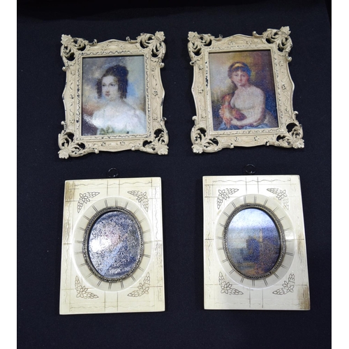 3014 - Four framed miniature portraits (4)