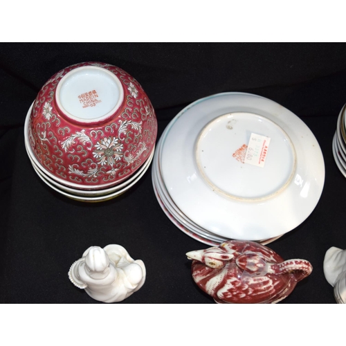 3032 - Group of Chinese ceramics Bowls and Blanc de Chine figures  Qty