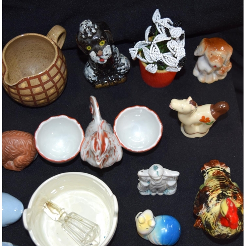 3033 - Large group of Ceramic animal themed condiments and others.  Qty